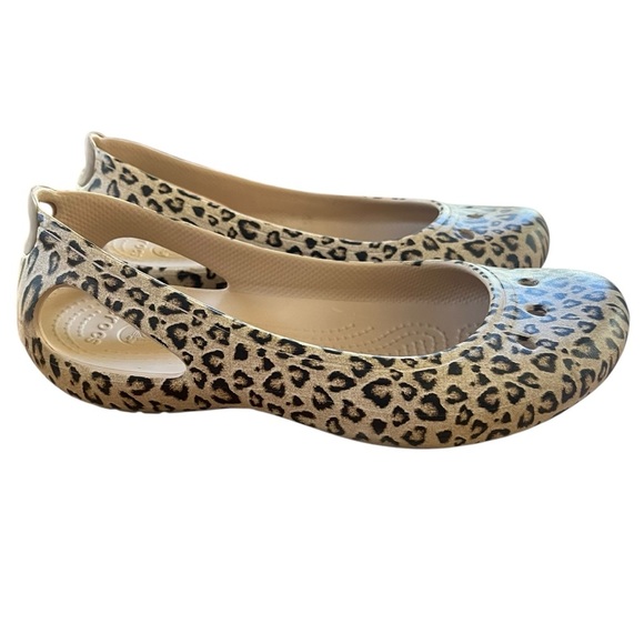 CROCS Kadee Slingback Ballet Flat Leopard Lightweight Comfy Slip on Shoe SZ 8W - Picture 3 of 10